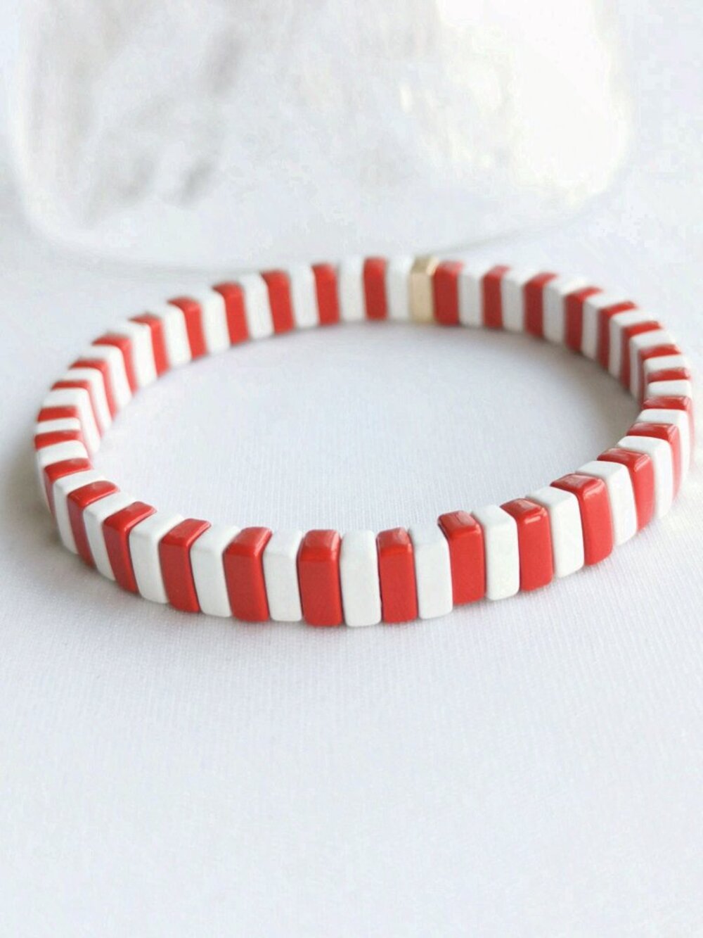 Roxanne Assoulin Only Love Gold Enamel Bracelet & Red White Beads